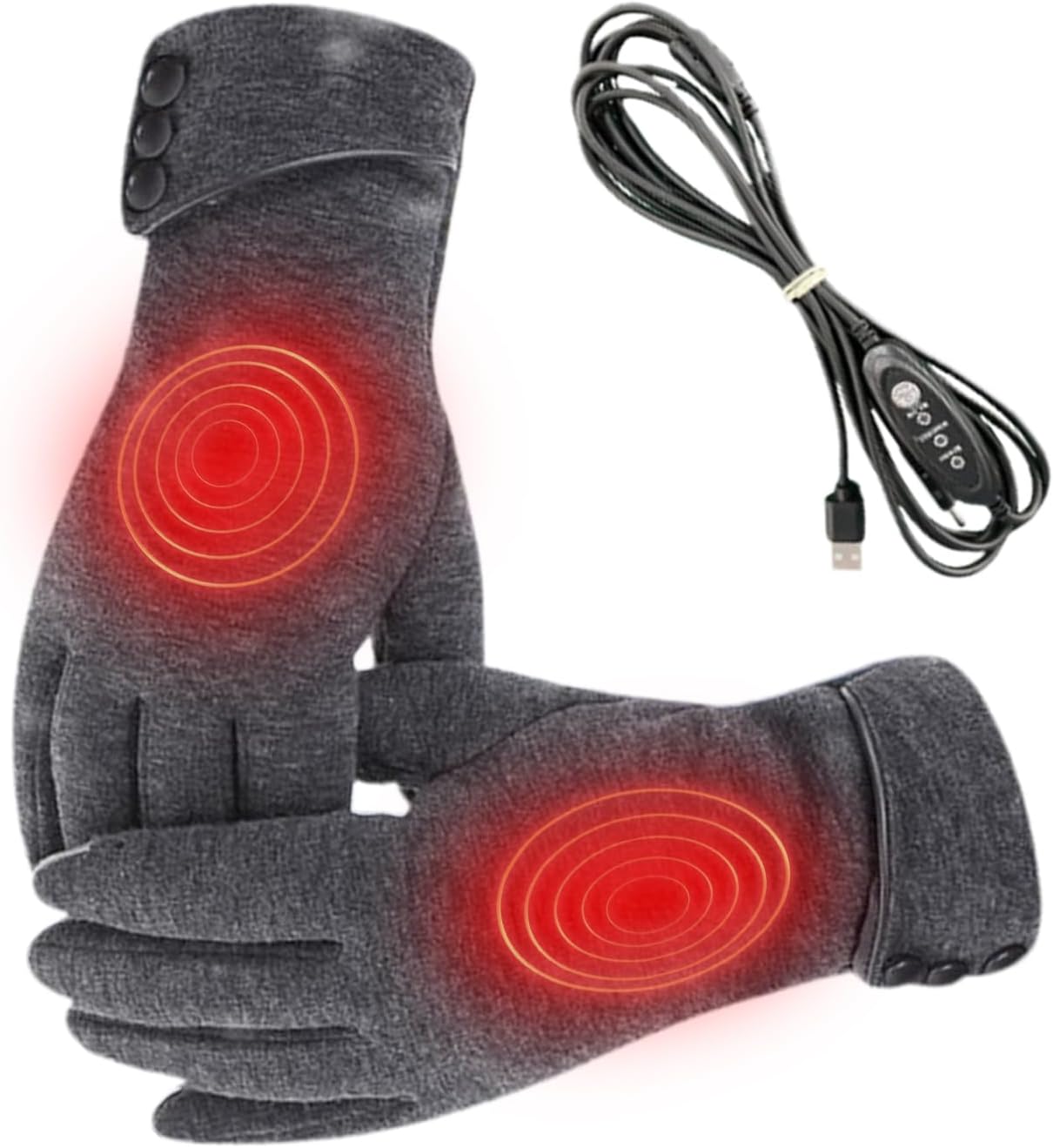 Heated Gloves for Women,3-Level USB Heated Gloves | Camping Hand Warmers for Daily Commuting Fishing Hiking Gardening Walking Skiing Outdoor Work