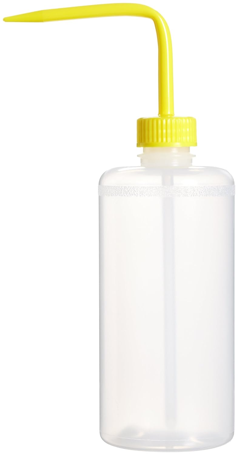 SP Bel-Art Narrow-Mouth 500ml (16oz) Polyethylene Wash Bottles; Yellow Polypropylene Cap, 28mm Closure (Pack of 6) (F11614-0500) Made in USA