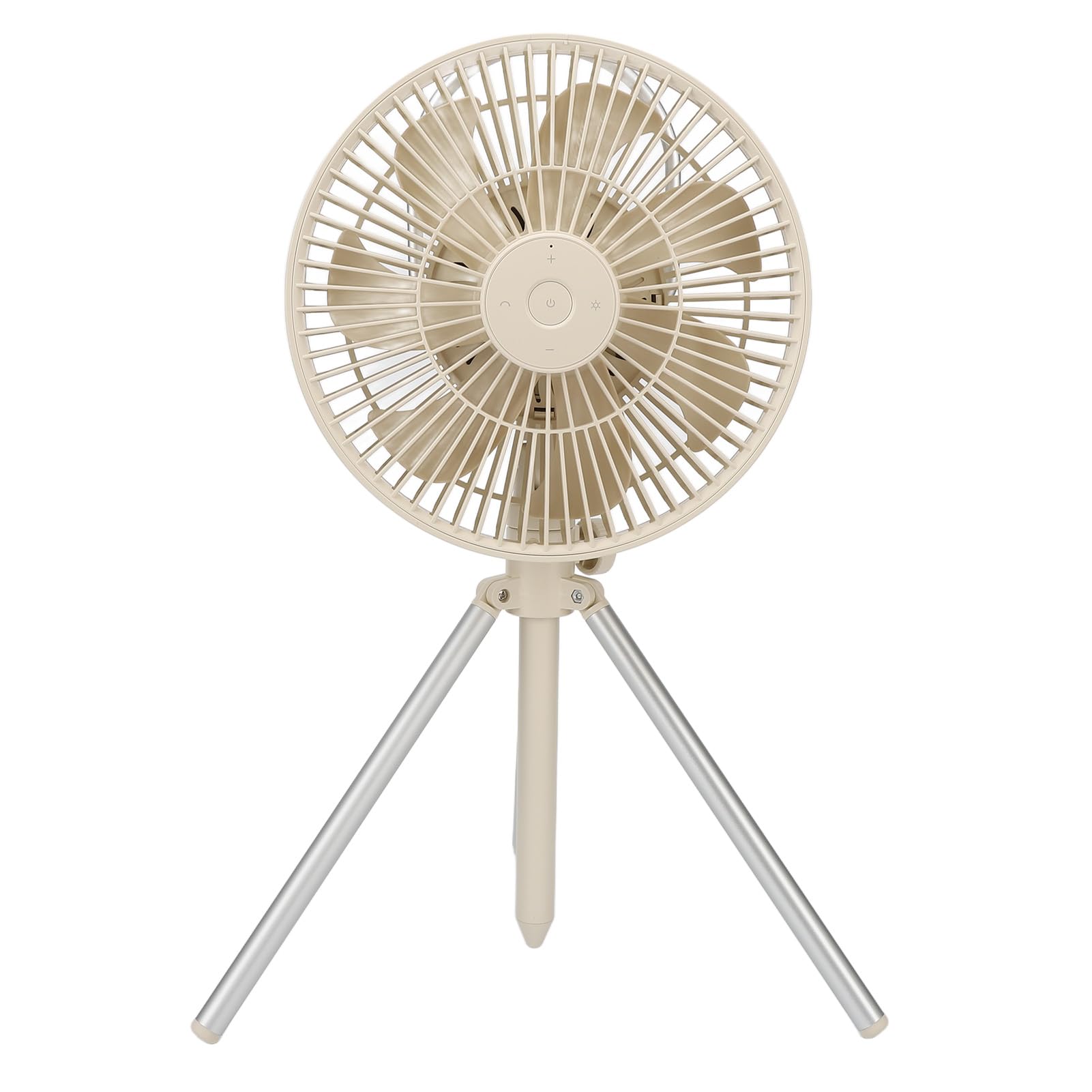 Chrees Ventilador de Camping con Trípode Recargable de 10000 MAh, con Luz Nocturna y Banco de Energía para Acampar Al Aire Libre, Tienda de Campaña, Pesca, Barbacoa (Beige)
