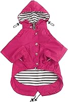 Vista 1 de Morezi - Impermeable para perro, con cierre frontal y botones reflectantes, resistente al agua/lluvia, cordón ajustable, capucha removible, para Rosa