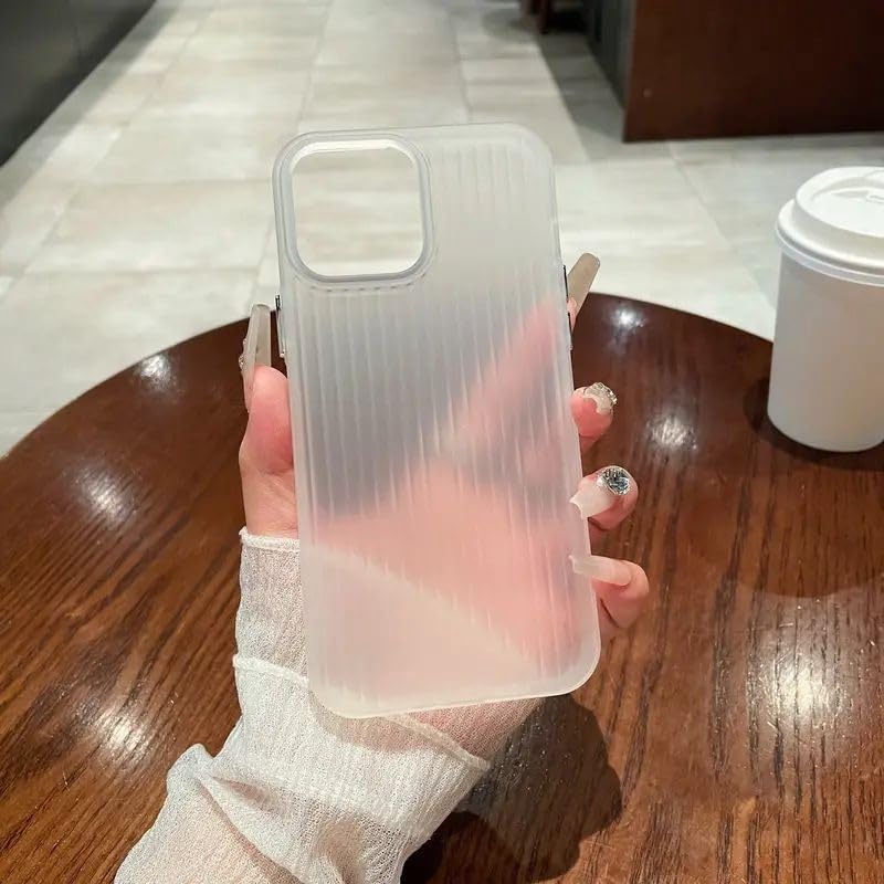 Image of COVERLY Frosted Matte Clear Lining Case for iPhone 12 Pro | Ultra Thin Translucent Stripes Pattern Drop Resistant Slim Sleek fit Smoke Hard PC + TPU Back Cover Compatible with Apple iPhone 12 Pro