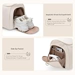 2 en 1 Sac à bandoulière convertible pour femmes, Sacs à vêtements pour les voyages, Sac à volant élégant avec bandoulier et compartiment de chaussures (Creamy-White)