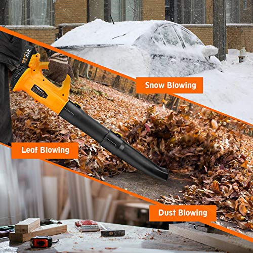 SALEM MASTER Cordless Leaf Blower - 318 CFM 250 MPH 6-Speed Electric with 21V 4.0Ah Lithium Blower, Lightweight Leaf Blower for Patio, Lawn, Garden and Work Around House (Battery and Charger Included)