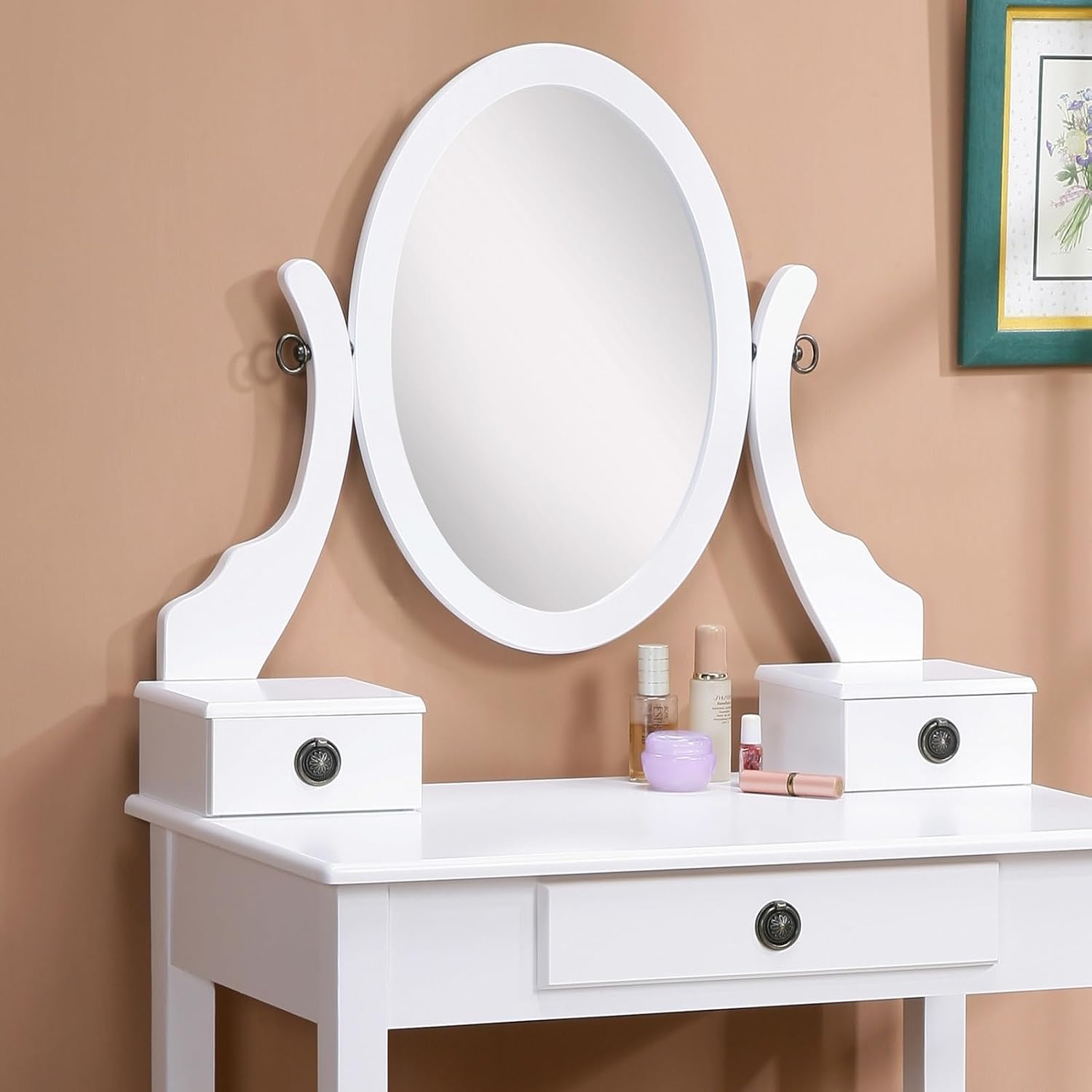 Vanity Table and Stool Set, White