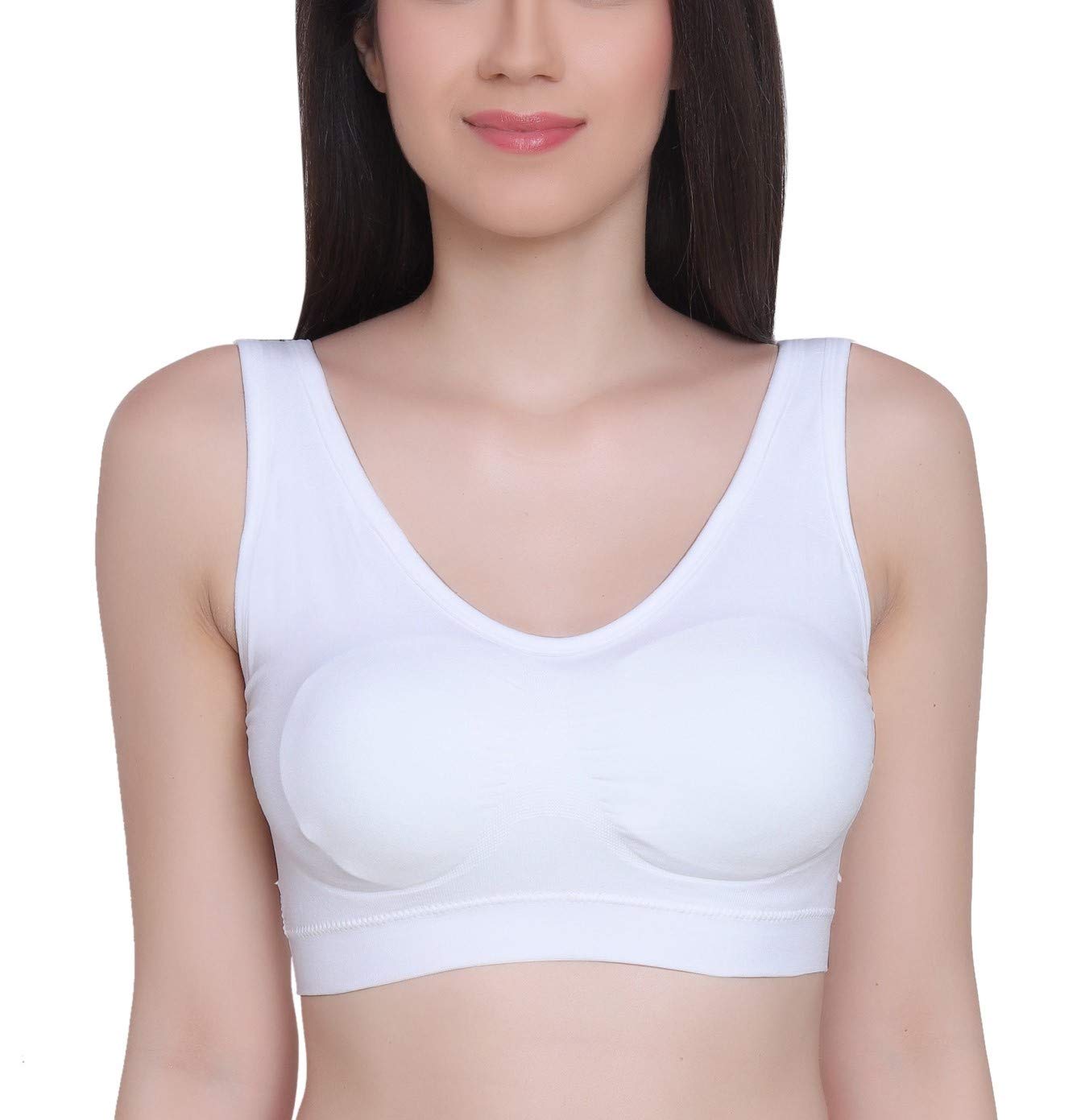 glamoras Women Nylon Elastane Lightly Padded Non Wired U Back Sports Bra | Seamless Stretchy Low Impact Yoga Workout Bra with Removable Pads - Size- Small to 4XL-picture-0