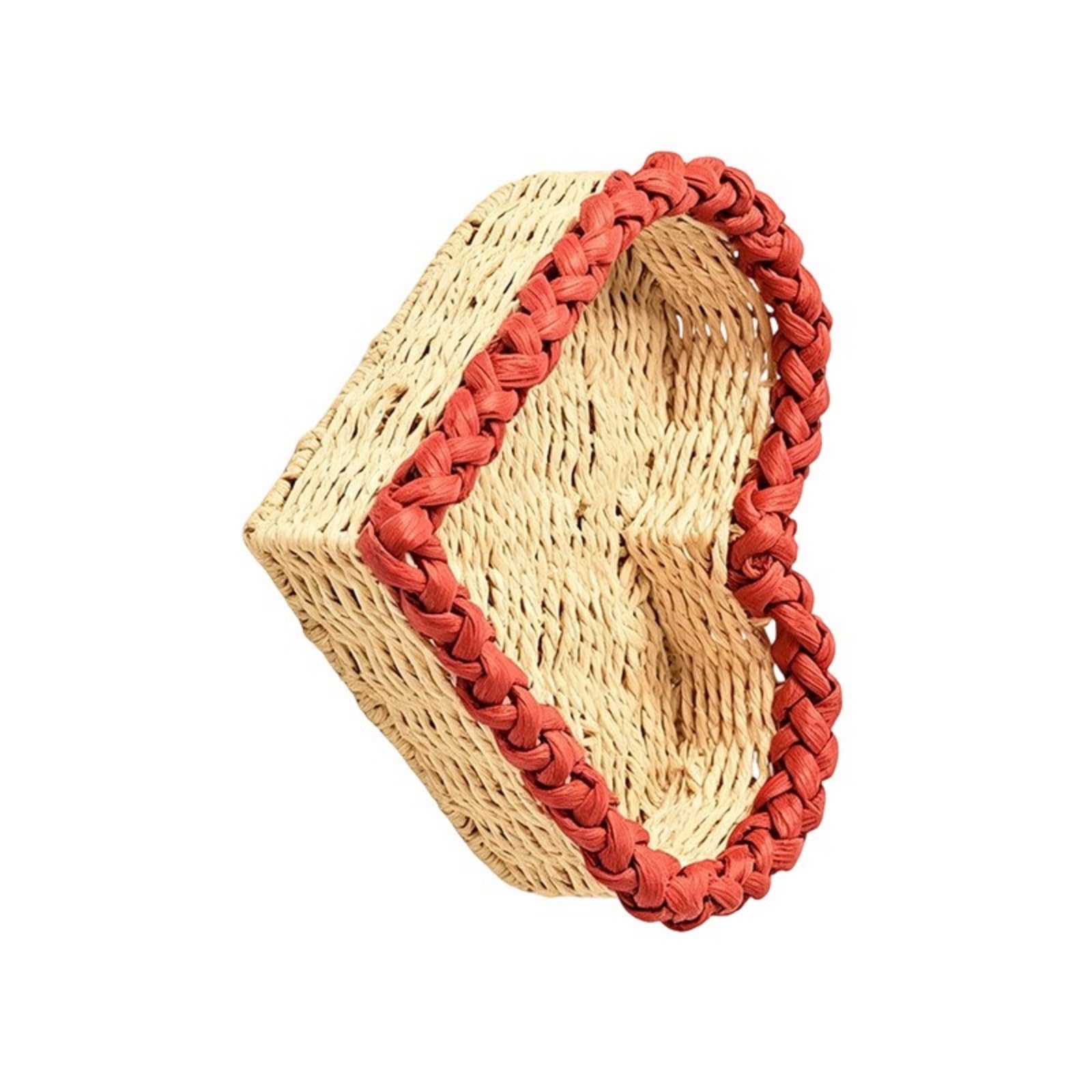 Handcrafted Paper Cord Heart Shaped Organiser Storage Basket for Trinket Keys and Household Essential Tender Heart Basket