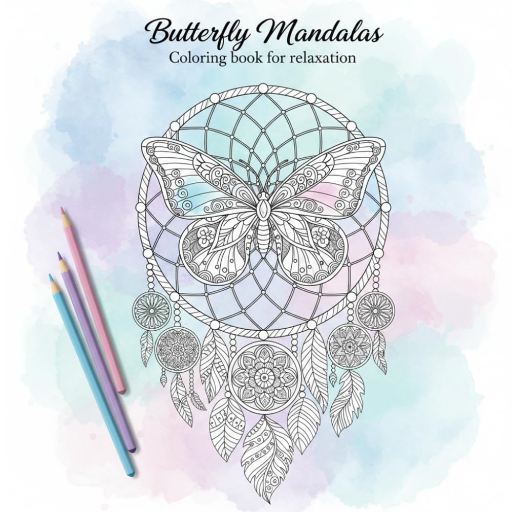 Butterfly Mandalas Coloring Book: Stress Relief and Relaxation | Calming Designs for Adults and Teens | Mindfulness and Creative Coloring Experience