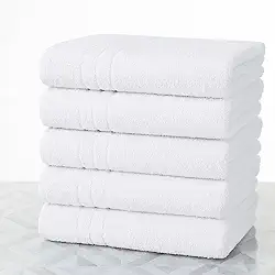 Kit 5 Toalhas De Banho Brancas Hotel Felpuda 300 Gramatura