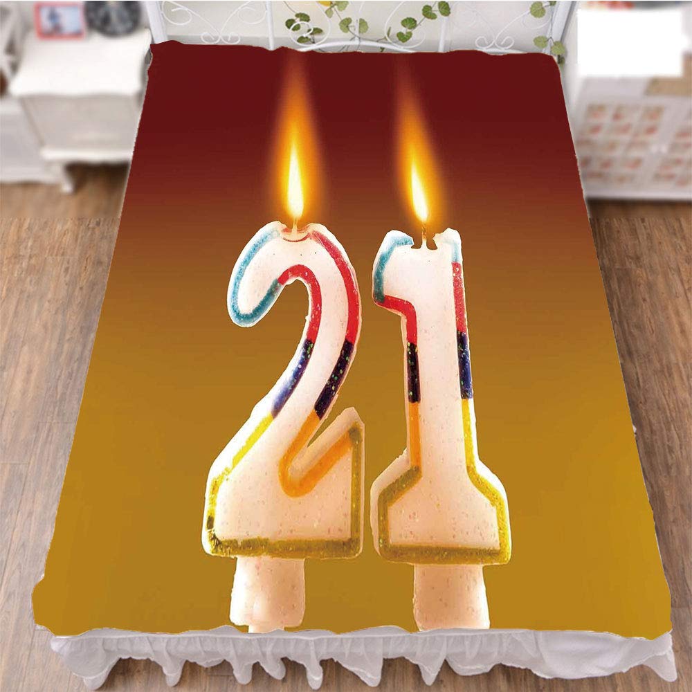 iPrint Bedding Duvet Cover Set 3D Print,Colored Candles on Party Cake Abstract Marigold,Best Modern Style Bed Skirt for Men and Women by 90.5"x96.5"