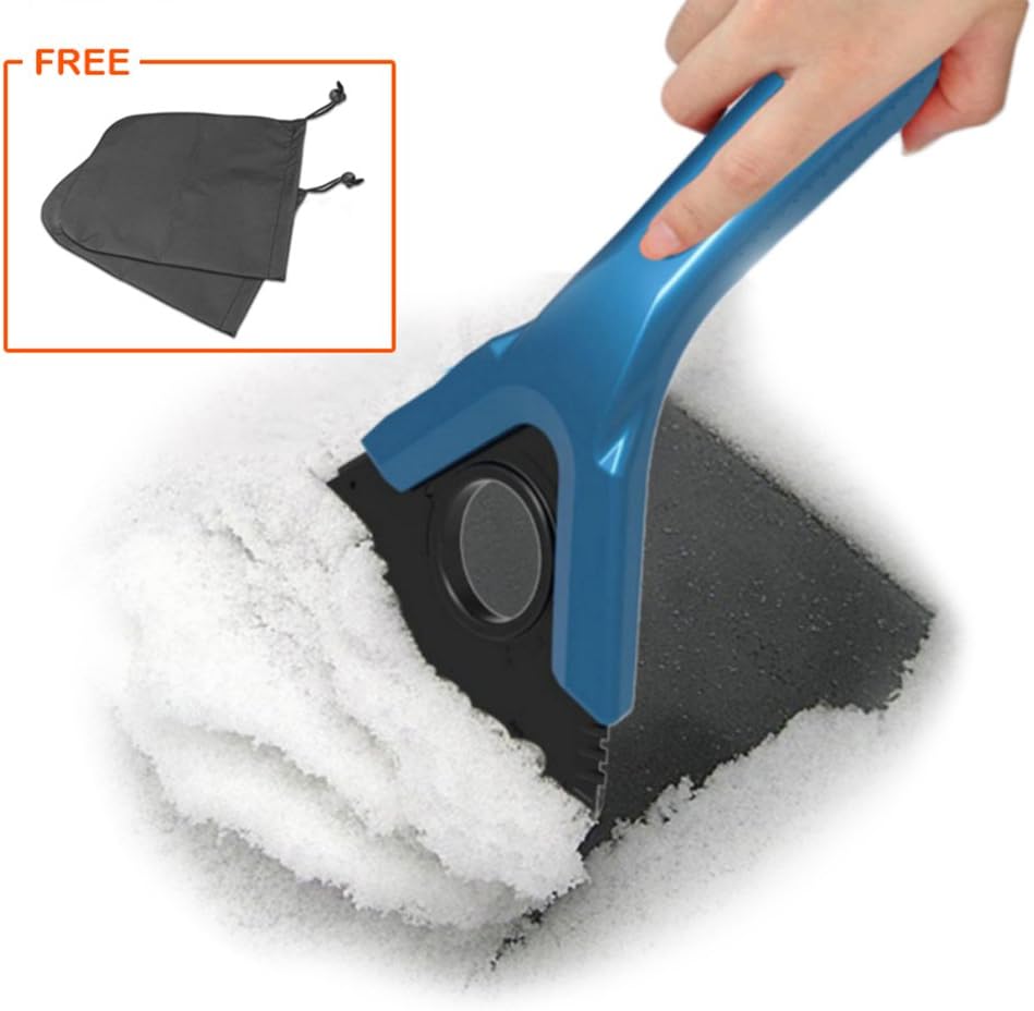 Ice Scraper, Winter Car Snow Removal,Ice Deicing Scraper,Stainless Steel Snow Remover,Heavy-Duty Frost,Snow Removal Clean Tools for Car Windshield and Window with 2 Car Side Mirror Snow Covers