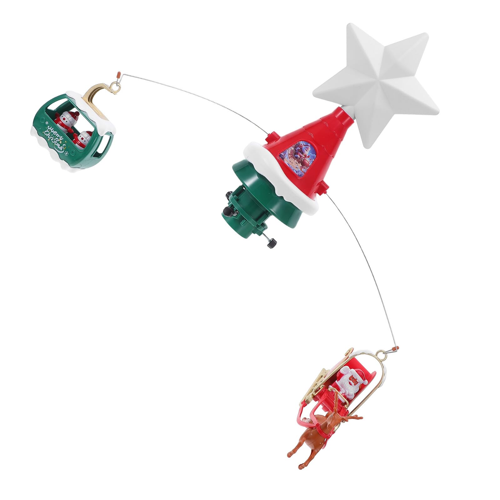 Rotierender Beleuchteter Weihnachtsbaumspitzen-dekor mit Musikalischem Santa-Schlitten und Schneemännern Drehbarer Festlicher Baumstern für Innen Außendekoration an Winterfeiern