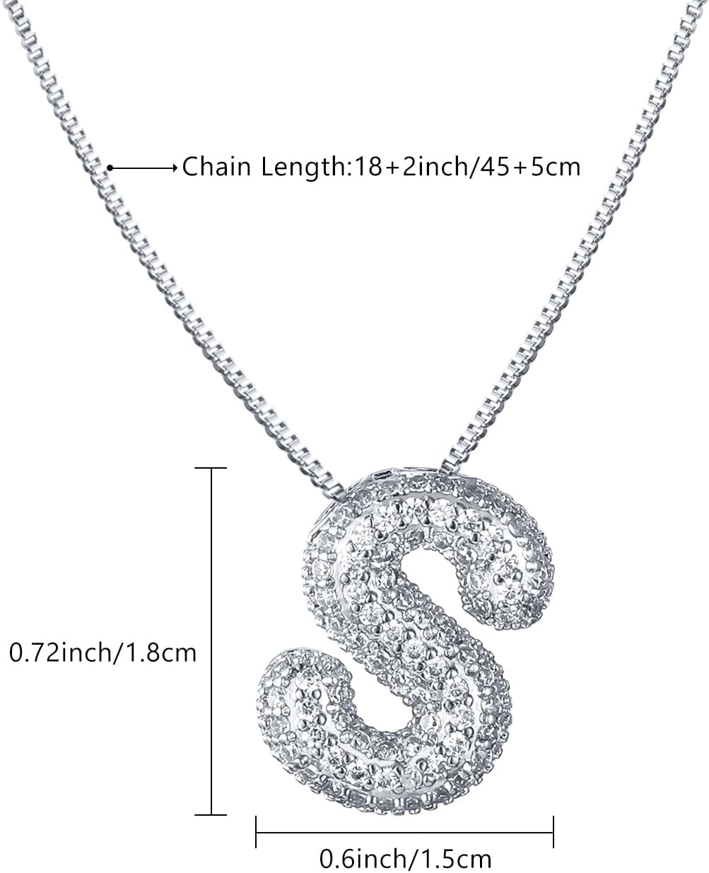 SKQIR Diamond Initial Letter Necklace for Women Bubble Gold Plated Puffy Balloon Alphabet Crystal Zircon Pendant Name Necklace Dainty Charms Trendy Jewelry Gift for Women - Image 5