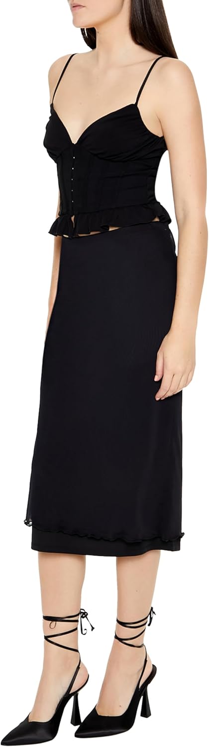 Forever 21 Womens Mesh Midi Column Skirt