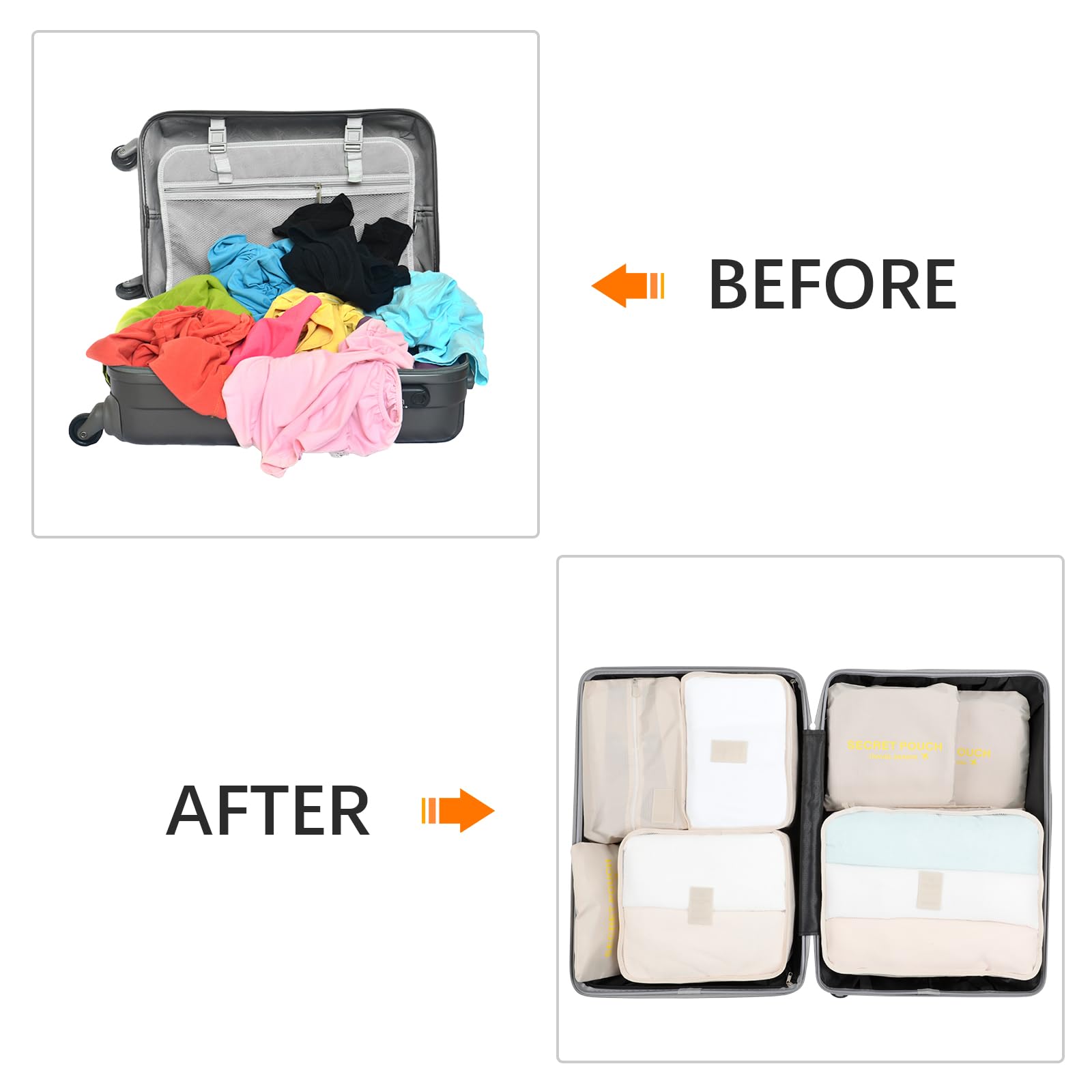 AiQInu Organizer Valigie 7 Pezzi Set,Waterproof Packing Cube Set Viaggio Organizer per i Vestiti,Scarpe,Intimo