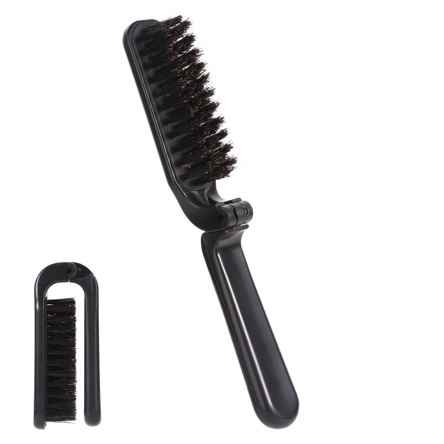 Cepillo Cerdas Jabali, Plegable Cepillo de Viaje Cepillo de Bolsillo, Peine Mini Cepillo Barba para Hombres Barberos Portátil Herramienta de Peinado para Cabello Grueso y Áspero