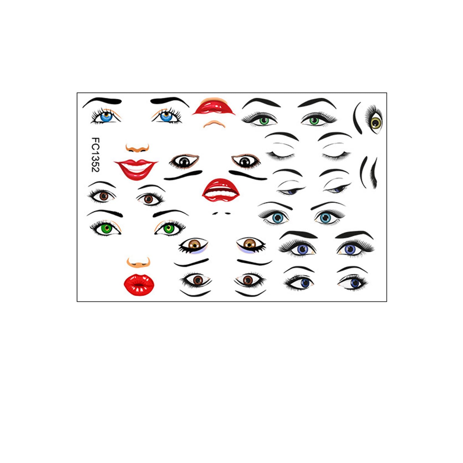 2 Sheets Creative Face Sticker Lips Mouth Eyes Eyebrows Nose Stickers Face Expression Stickers Funny Faces Sticker