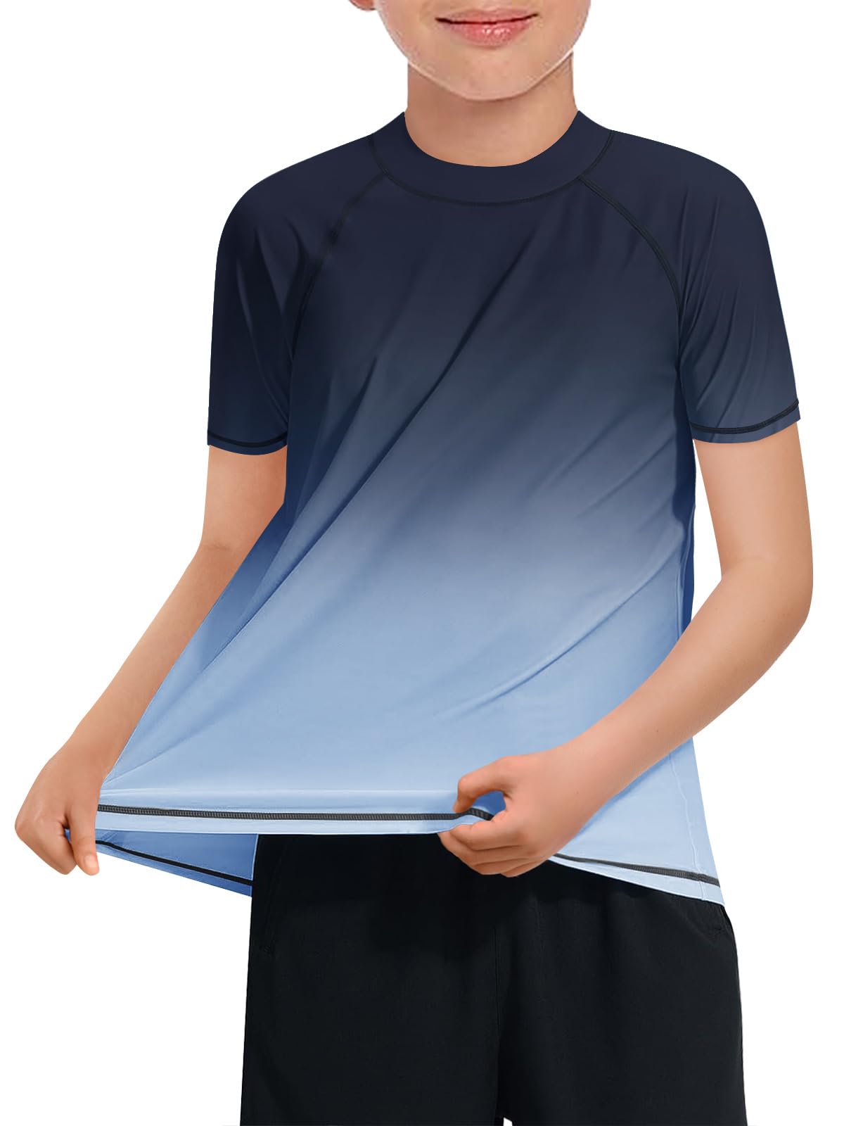 Haloumoning Koszulka do pływania dla chłopców koszulka do pływania z krótkim rękawem dla dzieci szybkoschnący strój kąpielowy T-shirt