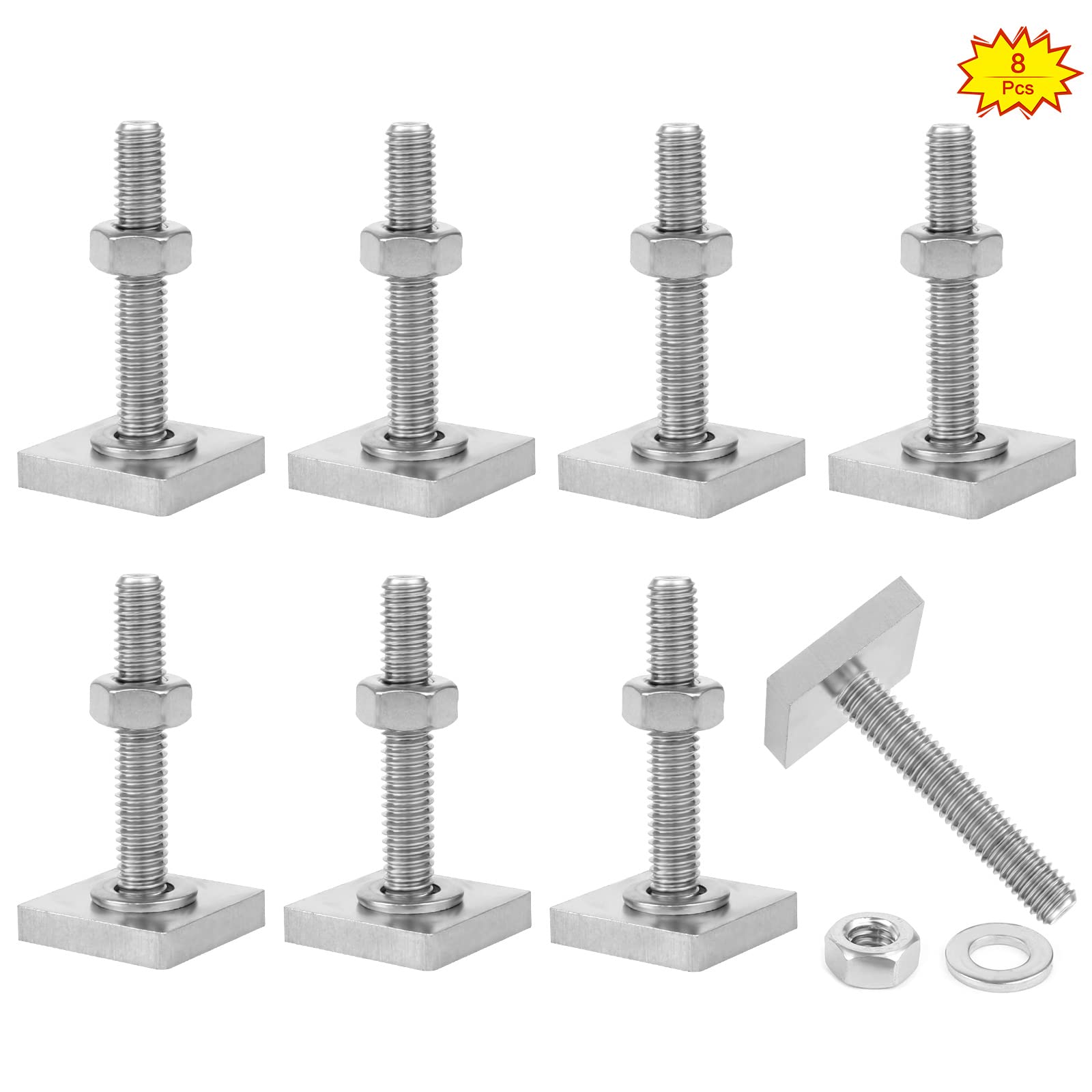 Yuehuabao 8 Pieces Roof Rack Bolts, Stainless Steel Roof Bolts M6 T