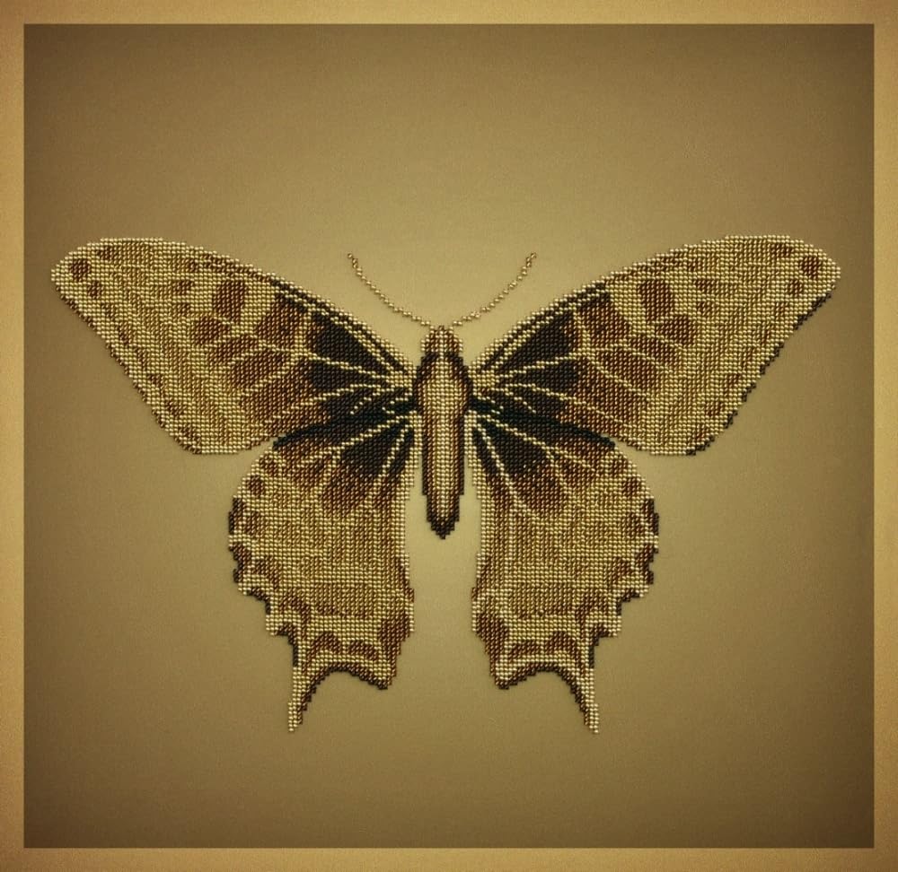 Miniart Crafts Golden Butterfly Bead Embroidery Kit, Multicolour, one Size