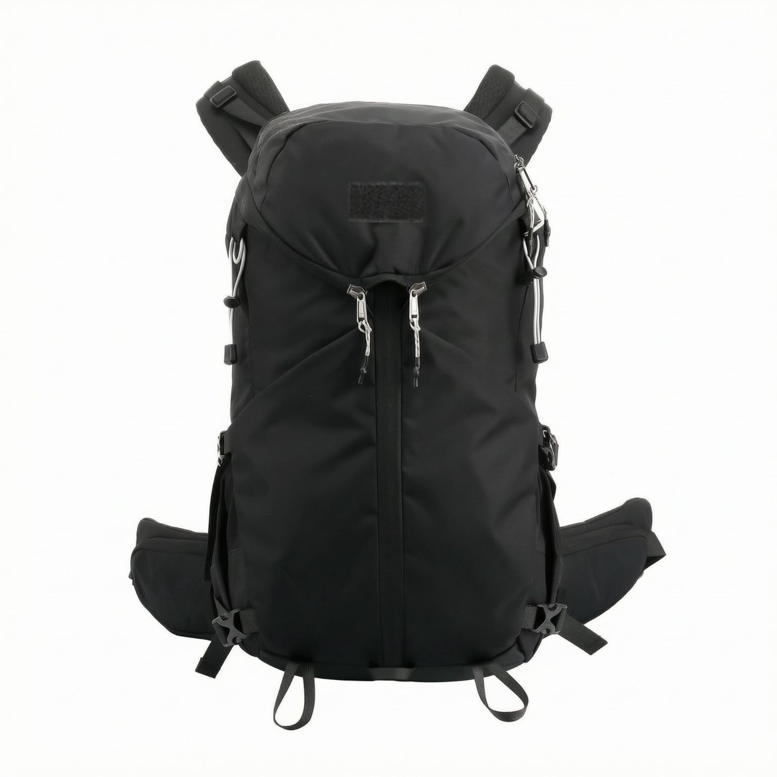 Padded Straps Hiking Backpack Zippered Compartment Travel Backpack Side Pockets Outdoor Bag Curved Top Flap, Black | Sporting Goods | Outdoor Sports | Camping & Hiking-picture-21