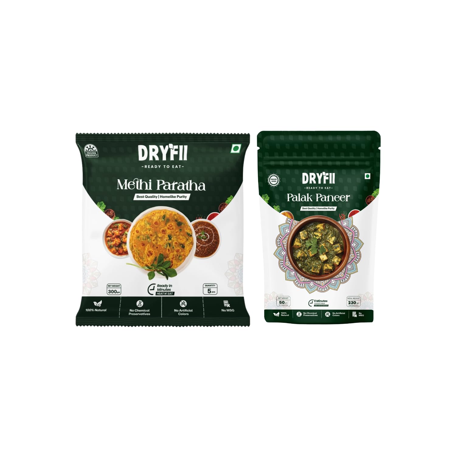 Dryfii Ready to Eat Methi Paratha (5 Pieces, 1 Pack) & Palak Paneer Combo | Freeze Dried | Protein Rich Meal-image-43