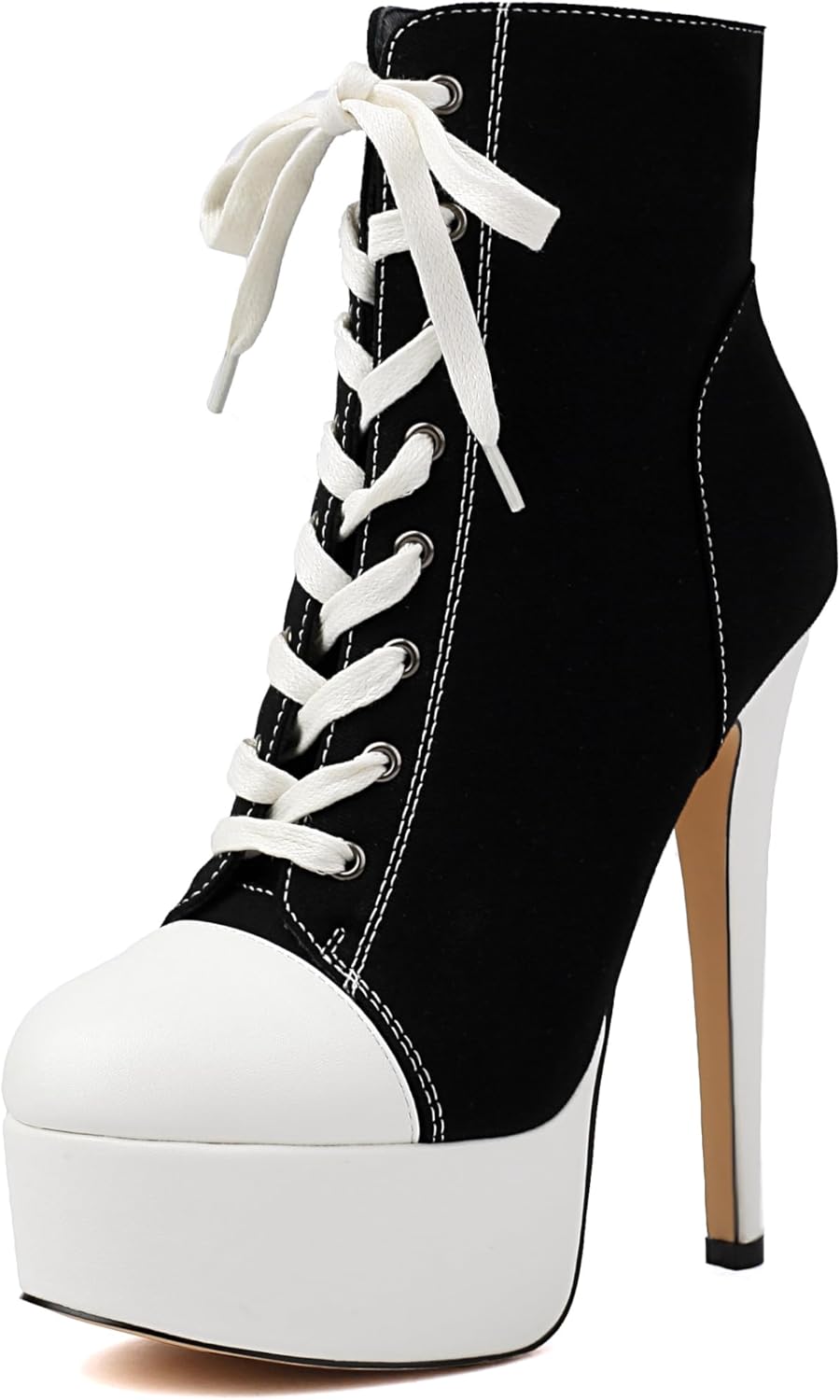 Feinlina Women's Ankle Stiletto - Fashion Canvas Booties