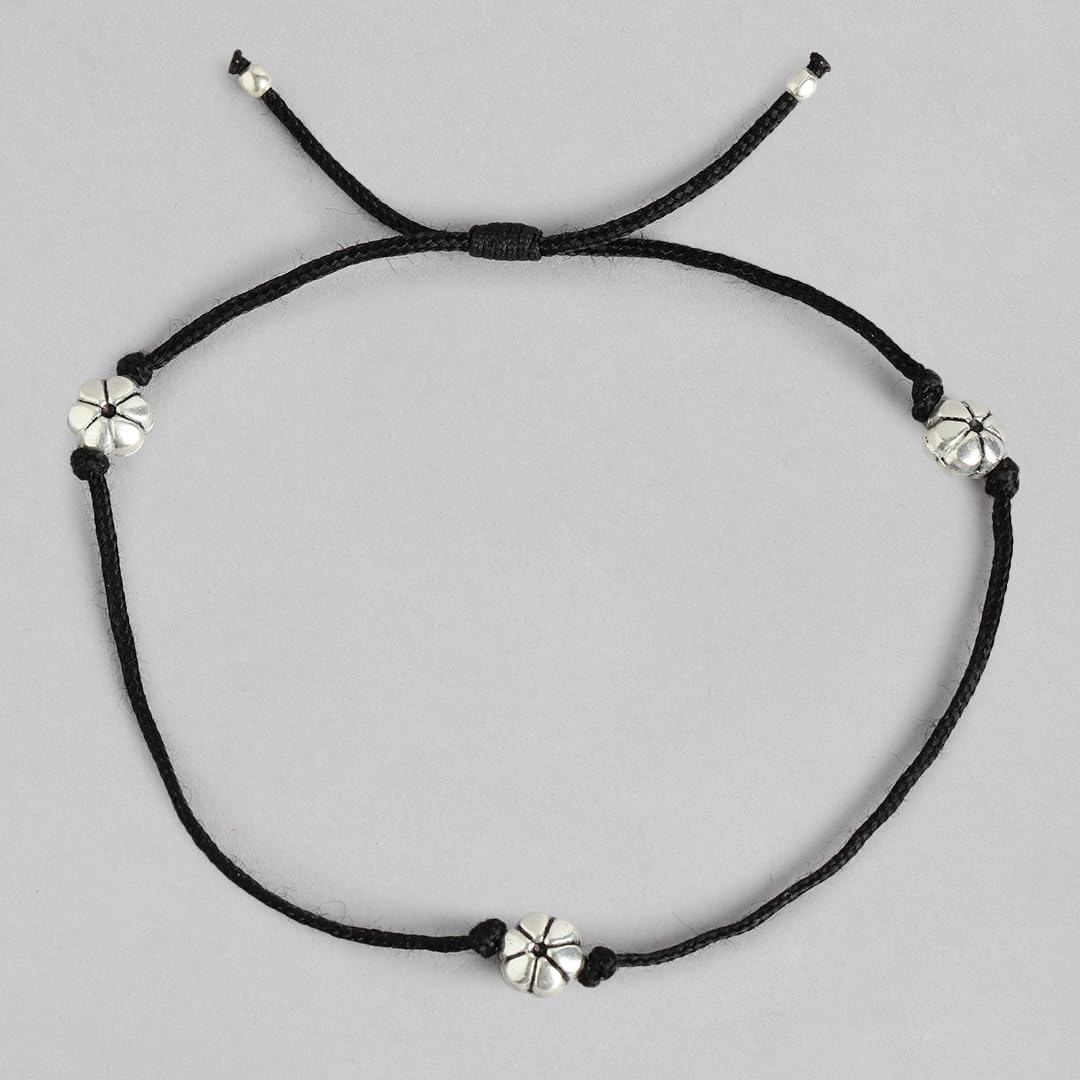 925 Sterling Silver Modest Floral Rhodium Anklet Hypoallergenic