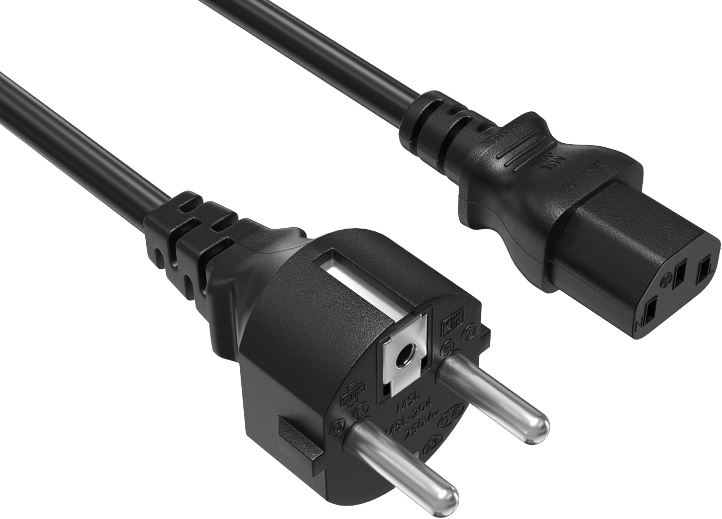 Cable Leader 6ft 18AWG European Schuko Power Cord CEE 7/7 to IEC320 C13, 10A/250V, European Travel Plug, Power Cord for Type F