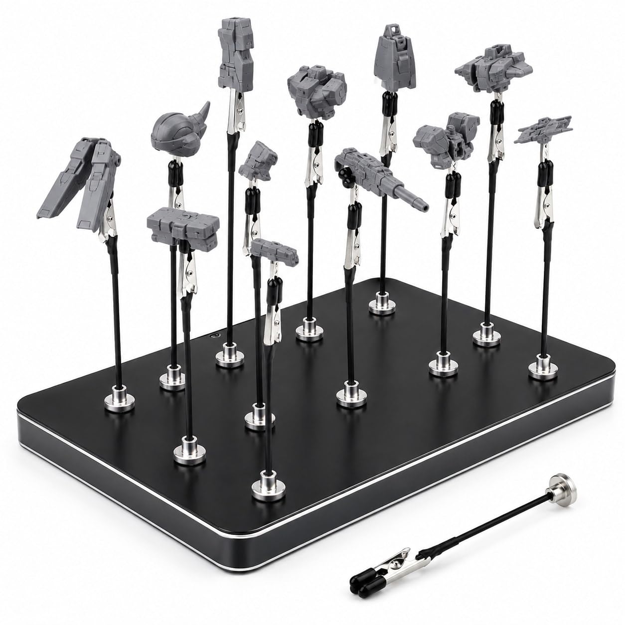 12 Pcs Model Painting Stand – Magnetic Bendable Alligator Clip Holder Set with Flexible Metal Wires for Miniature Painting, Airbrush, Model Making, Hobby Craft Tools for Precise Detailing