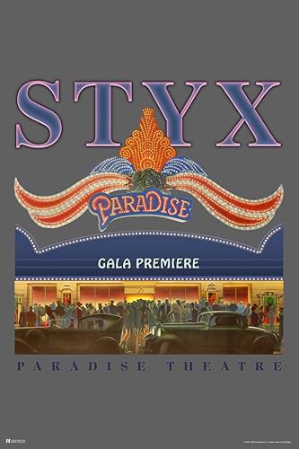 Miniatura 1 de Styx Paradise Theatre - Póster de música rock clásico, estilo retro, vintage, de los años 70 y 80, banda estética, póster de 12 x 18 pulgadas