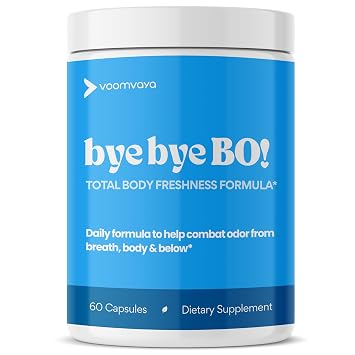 VoomVaya Bye Bye BO Body Deodorizing Supplement for Women Over 40 Chlorophyll Pills with Sage & Peppermint Internal Deodorant for Body Freshness 60 Capsules