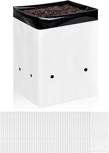 iPower GLGROWBAGFILM2X50 - Paquete de 50 bolsas de cultivo en blanco y negro de 2 galones, contenedores de película de panda para plantas, plántulas