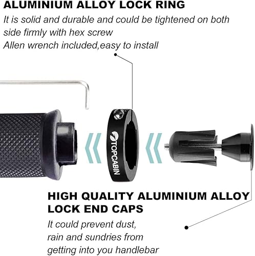 Vista 40 de Puños de manillar de bicicleta de doble bloqueo - Puños cómodos de goma para bicicleta de montaña BMX (Enchufe de bloqueo de aluminio+empuñaduras)