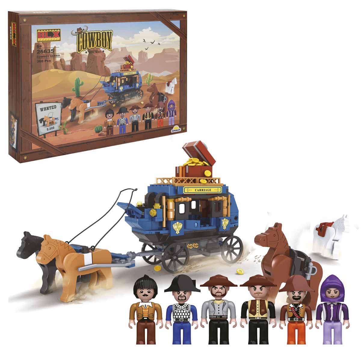 SUNMAN Cowboy Set Askerler Ve Kızılderililier 6 Figürlü 360 Parça