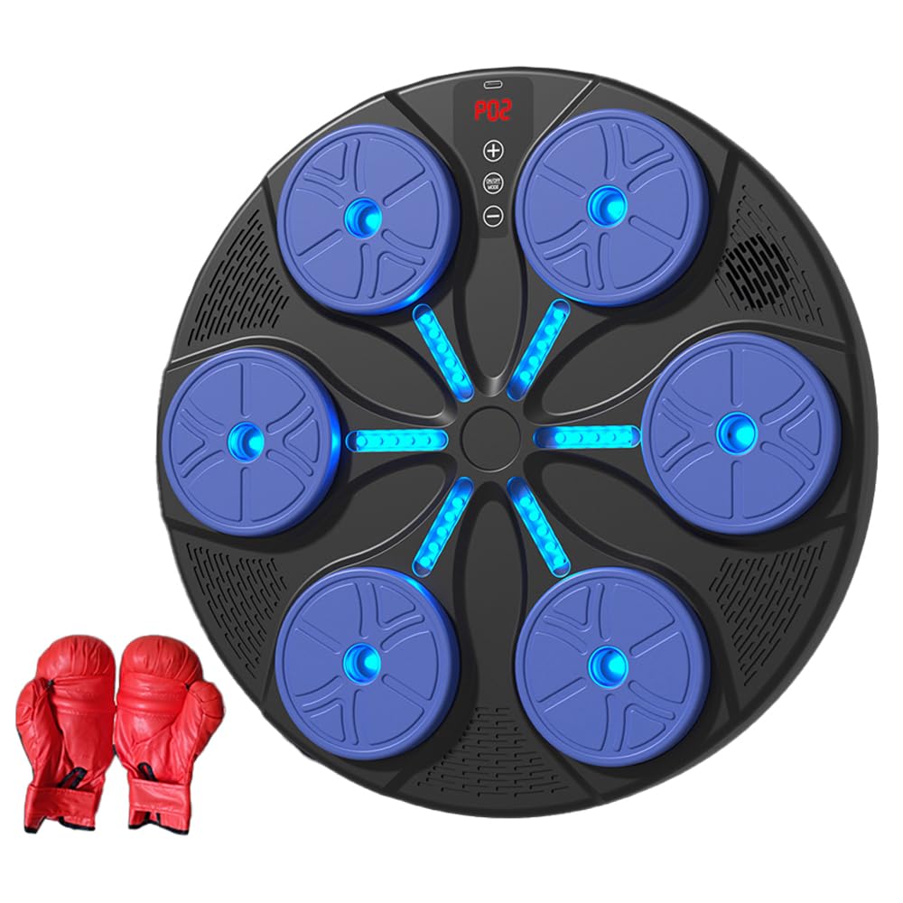 ZJchao Interactive Musical Punching Trainer with LED Lights, Wall Mounted Speed Bag Alternative for Kids and Adults, Adjustable Height & Reaction Training Fitness Equipment (Blue) — image 1