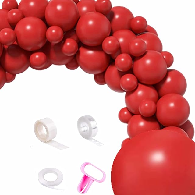 125Pcs Red Balloon Arch Garland Kit,5M Balloon Garland Kit 5 Inch 10 Inch 12 Inch 36 Inch Pearl Red Latex Balloon for Photo Shoot Valentine Christmas Baby Shower Wedding Birthday Hen Party Decoration