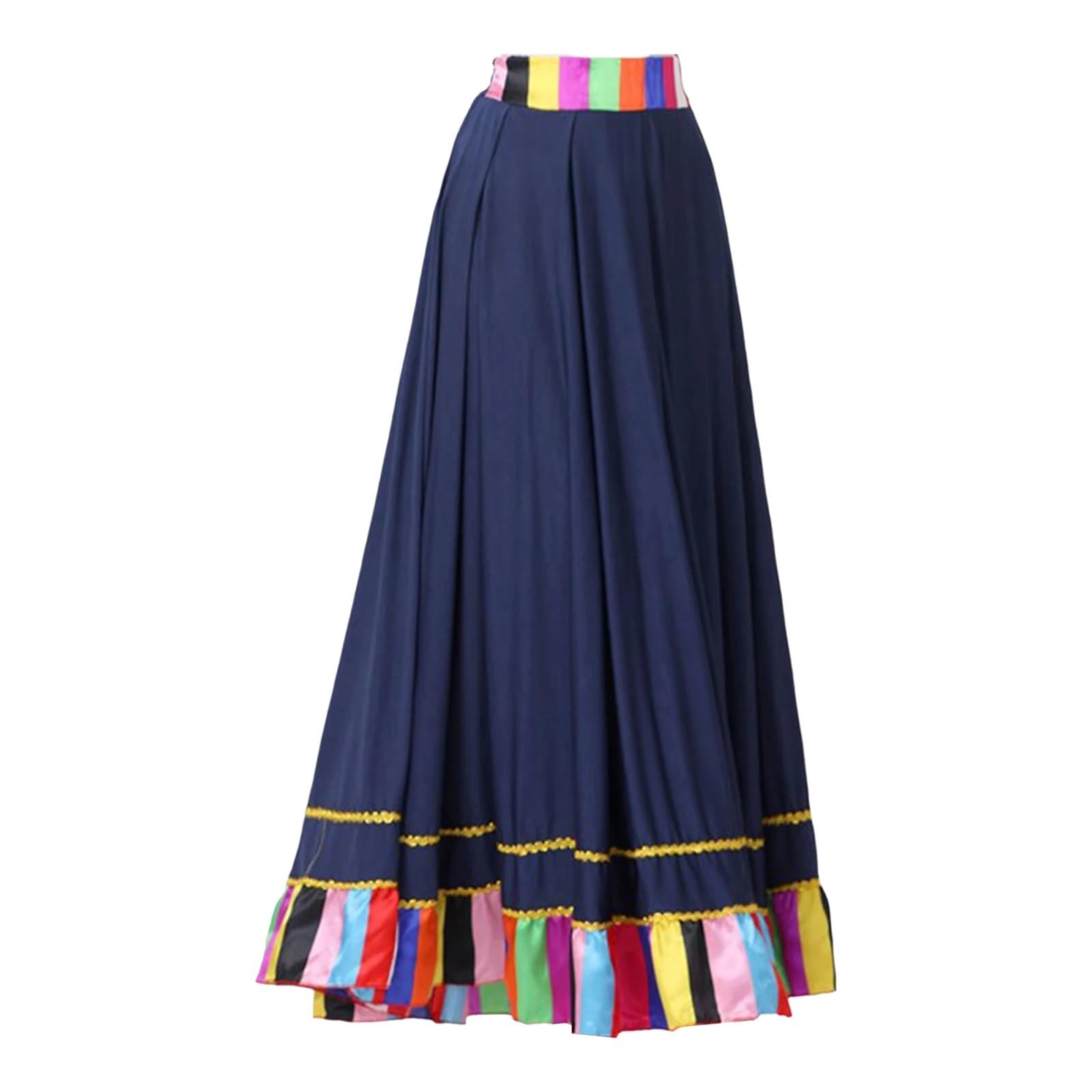 Gonna da donna per danza folk, gonna lunga svasata con volant, maxi gonna per danza