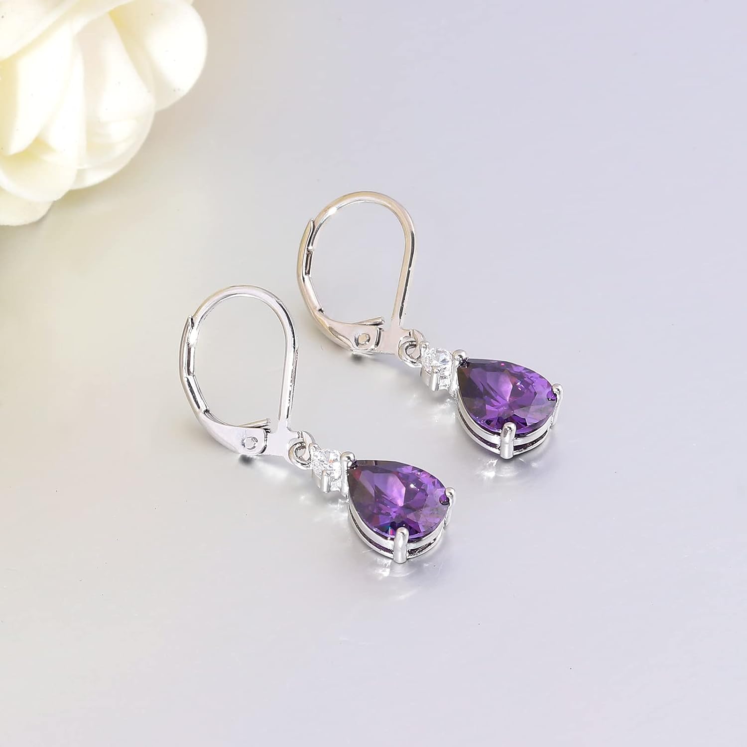 CiNily Teardrop Leverback Dangle Earrings for Women Hypoallergenic 14K Gold Plated Cubic Zircon Drop Earrings Fashion Crystal Earrings for Girls Jewelry Christmas Gifts - Image 6