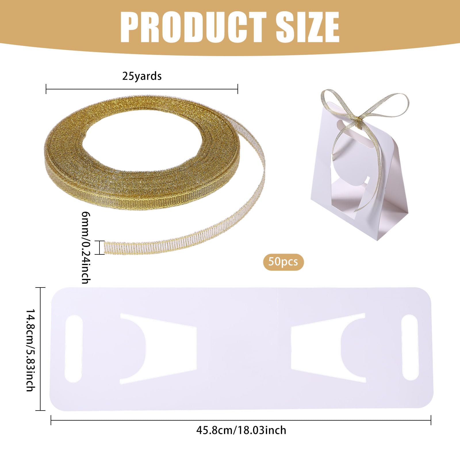 FREEBLOSS 50Pcs Mug Boxes for Gift with 1 Roll Ribbon Gift Boxes for Sublimation Coffee Cups Wrapping Box White Foldable Boxes with Built-In Handle - Image 2