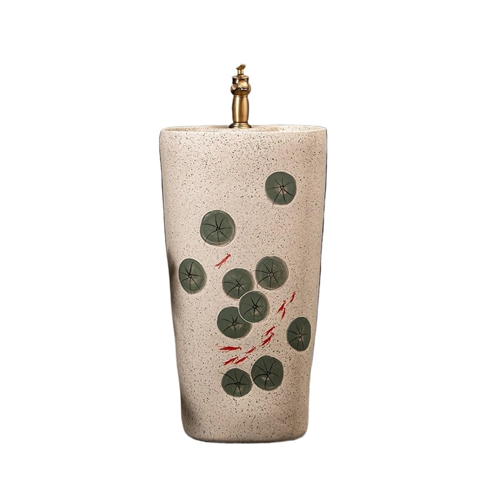 Freestanding Bathroom Sink Floor-Standing Household Ceramic Wash Basin Bathroom Pedestal Sink with Faucet and Drain Kit Pedestal Sink
