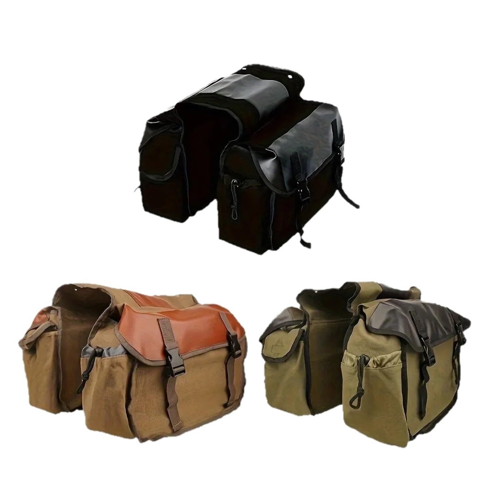 Bolsa Lateral Multifuncional for Bicicleta, Estante Trasero de Gran Capacidad, Lona Resistente al Desgaste, Compatible con Almacenamiento eléctrico Motocicleta(Brown)