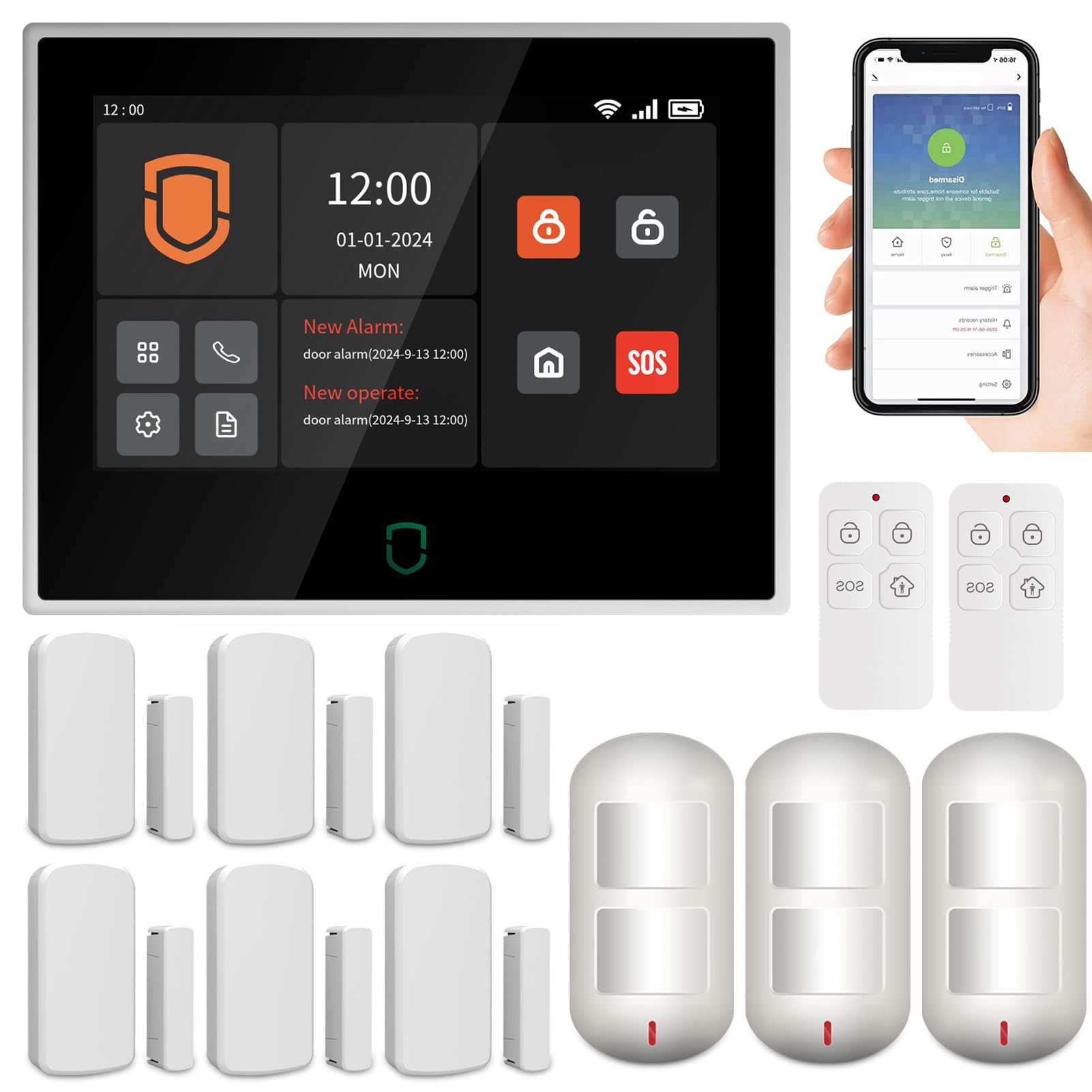 Wolf Guard antifurto allarme casa domestico con touch screen da 7 pollici, sistema di sicurezza intelligente 4G + WiFi con controllo tramite app Tuya (WT4F-06)