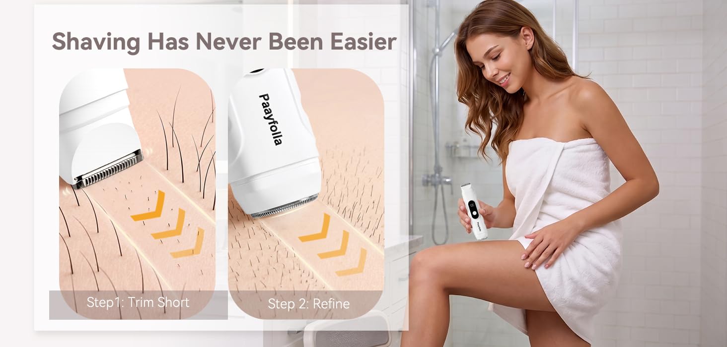 Rasoio per bikini da donna, 2 in 1, senza fili, elettrico, impermeabile, ricaricabile, portatile, per viso, gambe (bianco-1)