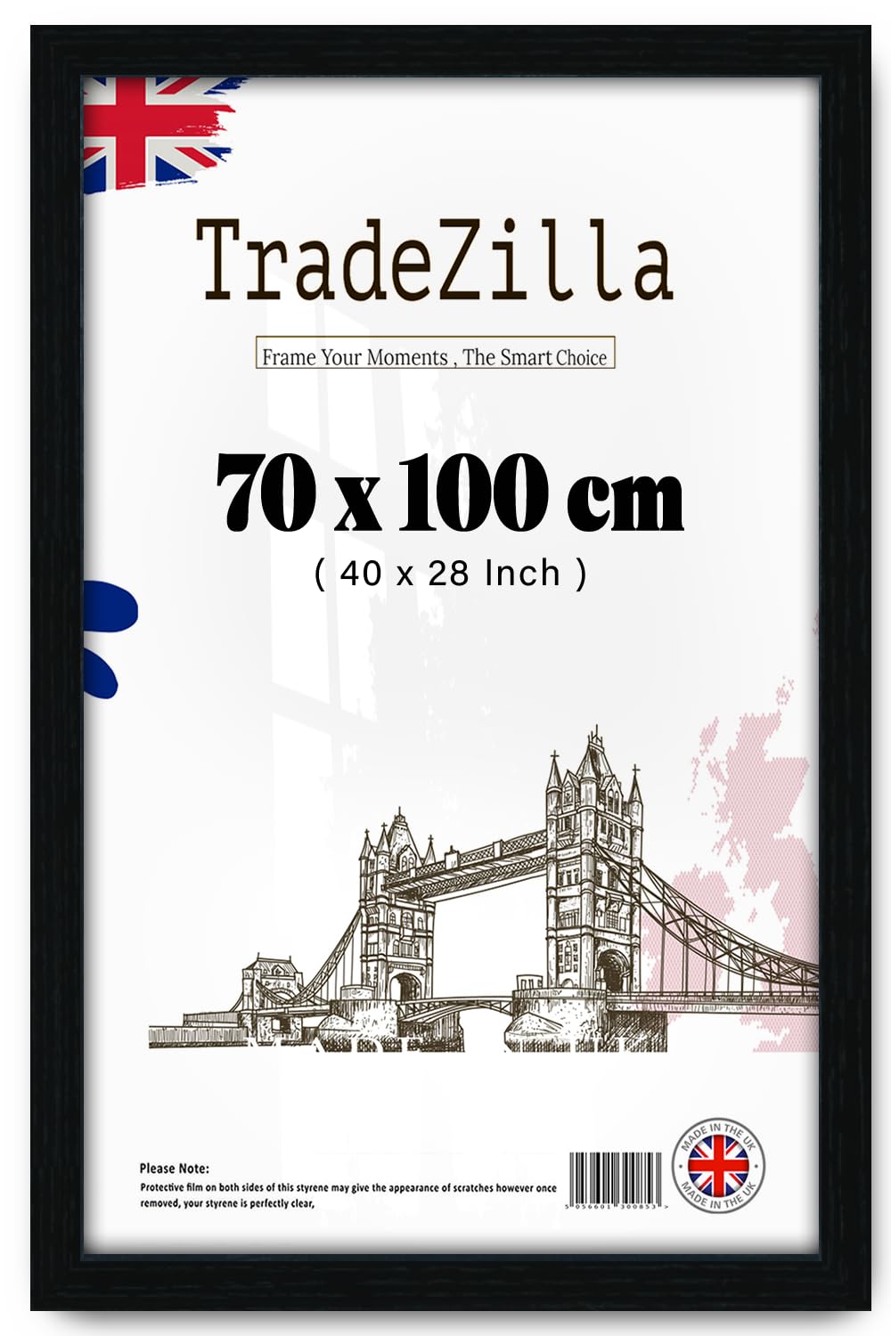 Tradezilla Black Large 70X100 Cm Mdf Wood Look Poster Frame | Stylish Picture Frame For Photos, Prints & Wall Décor | Modern & Classic Finish - (Black)