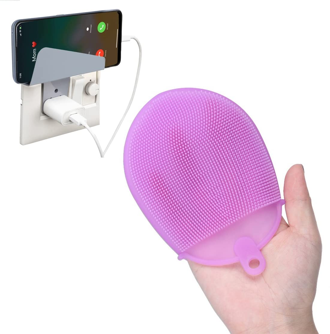 Adoniz (FREE MOBILE CHARGING STAND) Silicone Bath/Shower Massage Brush Hand Glove - Body Scrubber, Long Heads, Soft, Bathing and Exfoliator Massager for Womens, Mens, Kids (RANDOM)-image-2