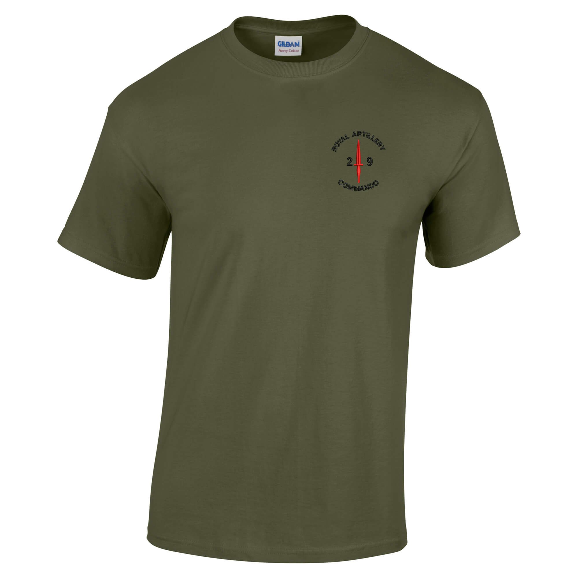 Pineapple Joe's Men's Military Green 29 Commando Dagger Royal Artillery Embroidered T-Shirt - Medium