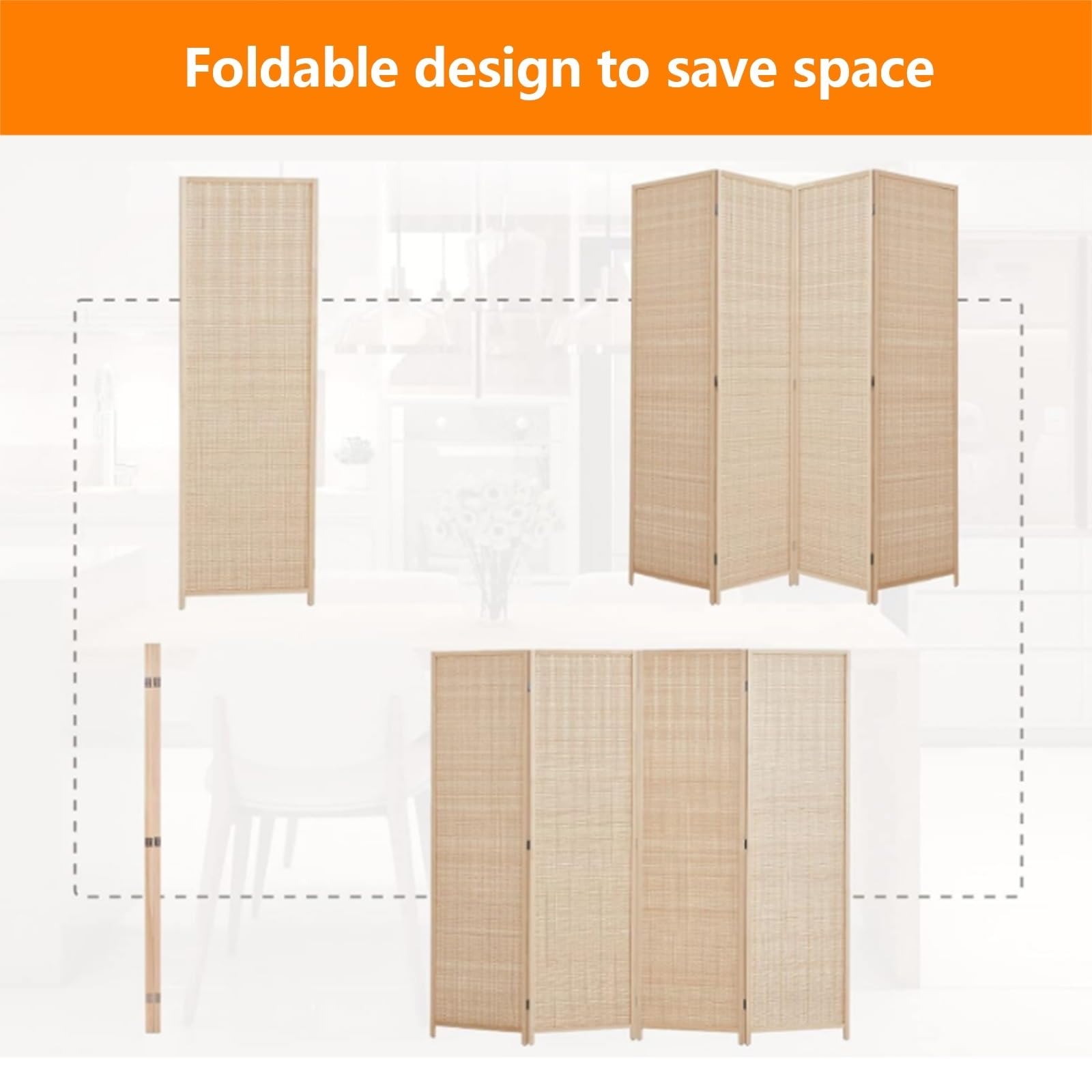 Séparateur De Pièce, Écran De Confidentialité Pliant Autoportant À 3/4/5 Panneaux, Cloison De Séparation De Salon for Terrasse De Jardin De Bureau À Domicile(Color 2,40X80CM-3PCS)