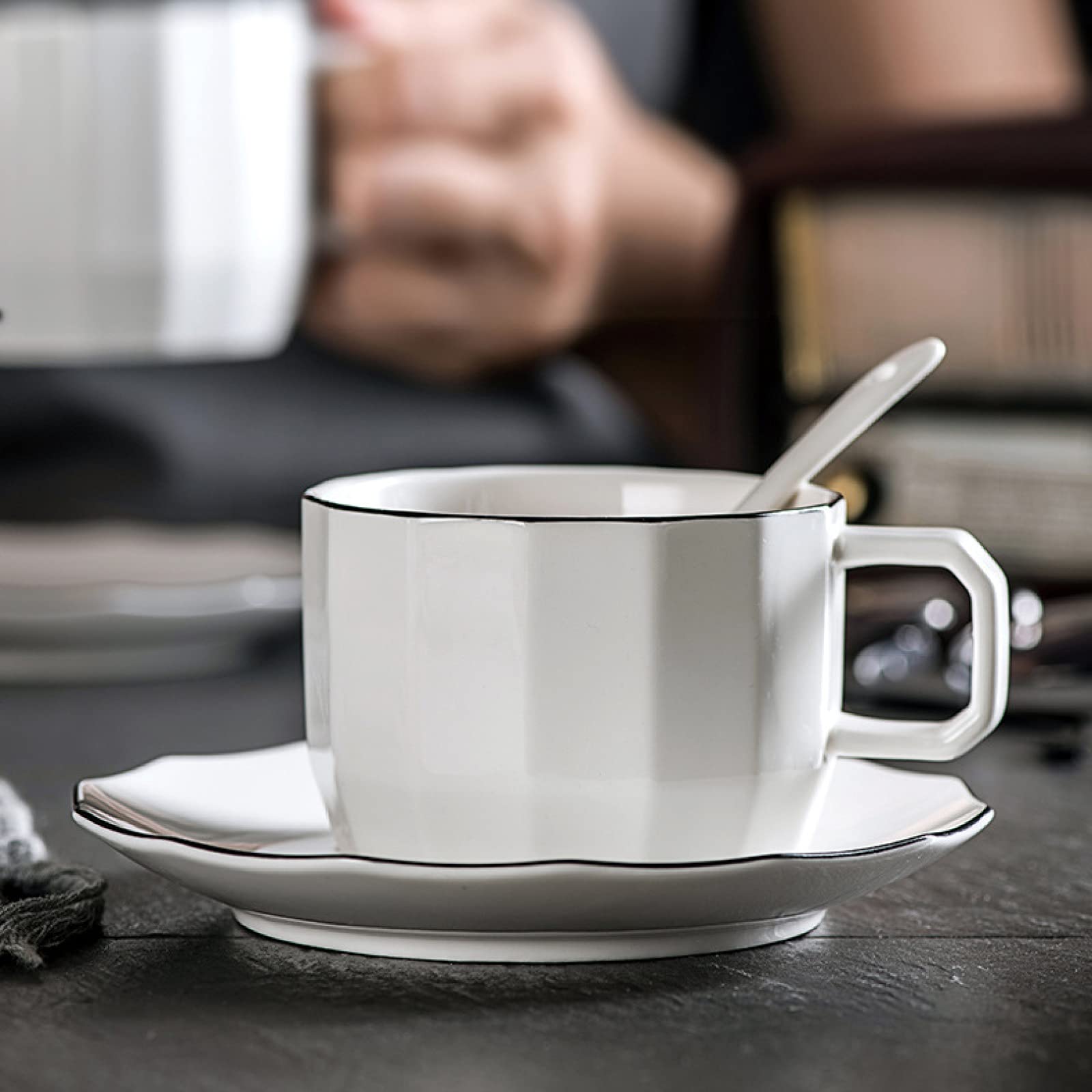 Porcelanowy Zestaw Filiżanek Do Kawy I Spodków Filiżanki Do Herbaty Ceramiczne Kwiatowe Herbata Kawa S Zestaw 6 Do Domu I Biura