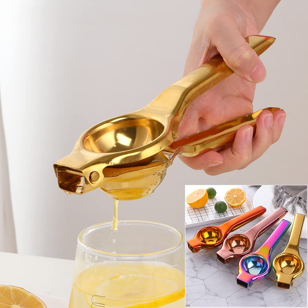 Buyer Star Küchenzubehör Set Knoblauchpresse Abfüller Weinöffner Messlöffel Zitronenpresse Gemüseschäler Apfelschneider Küchenzange Geschirrhalter Eiszange für Küche, Spülmaschinenfest,Gold