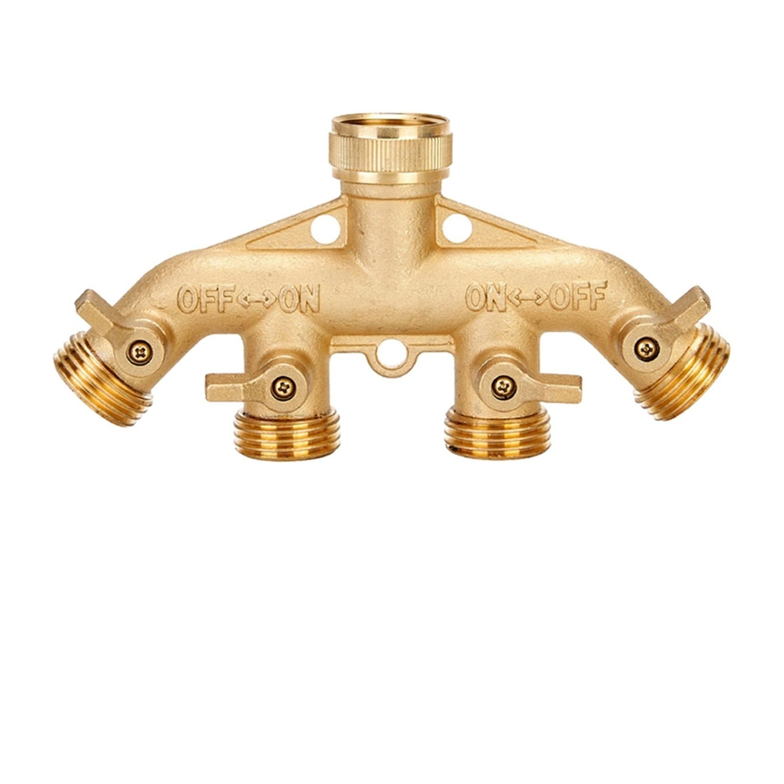 Bfsaceqa 4Wayeu 3/4 Inch 2/4-Way Brass Garden Hose Splitter Tap Y-Type Watering Connector Distributor For Outdoor Faucet(4Wayeu)